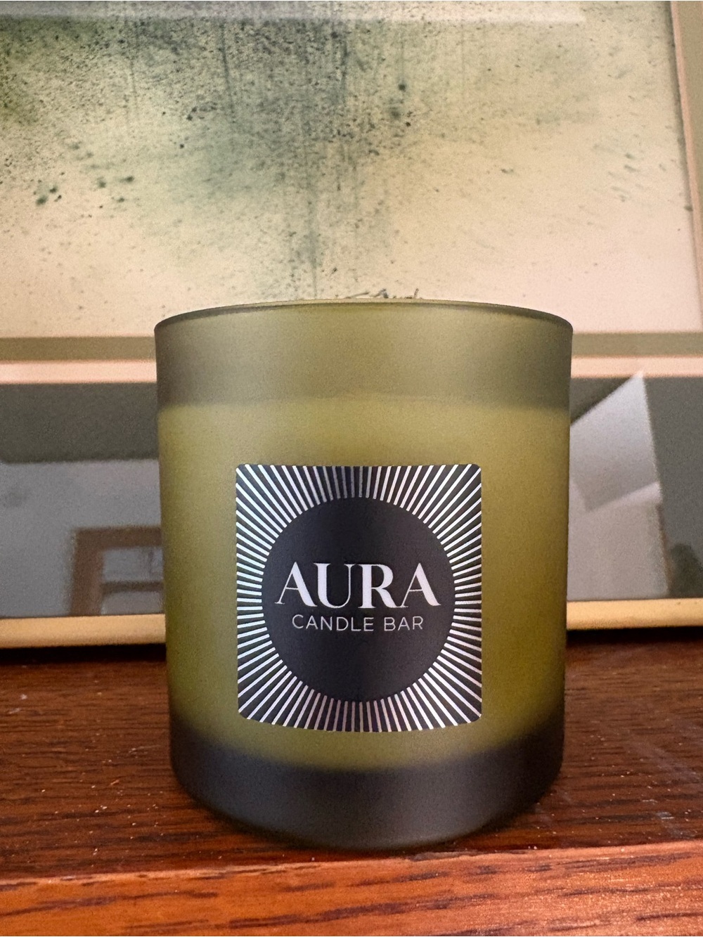 Aura Christmas Tree Green Frosted Glass Candle New